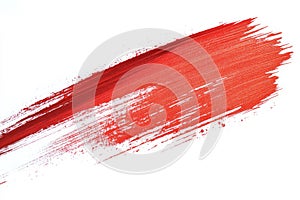 Red brushstroke on white background. Artificial intelligence image