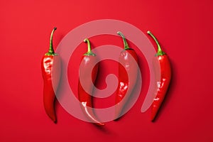 Vibrant Red Chilipeppers on Colorful Background AI Generated