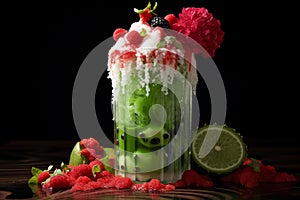 Vibrant Red green cactus cocktail. Generate Ai