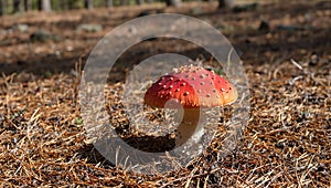 Vibrant red Inocybe geophylla mushroom in forest setting