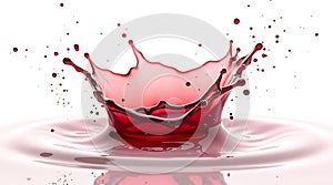 Vibrant red liquid splash crown, highspeed, isolated on white background