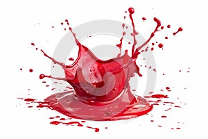 Vibrant Red Liquid Splash Isolated on White Background