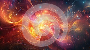 Vibrant Red and Orange Nebula in Deep Space