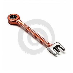 Vibrant Red And Orange Wrench On White Background