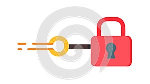 Vibrant Red Padlock with Key for Digital Security, vector design Generative AI
