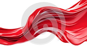 Vibrant red paint fluid flowing on a white background, creates a visual effect, generative AI