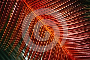 Vibrant red palm leaf texture