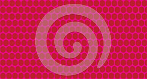 A vibrant red pattern features a grid of evenly spaced circles repeat grid