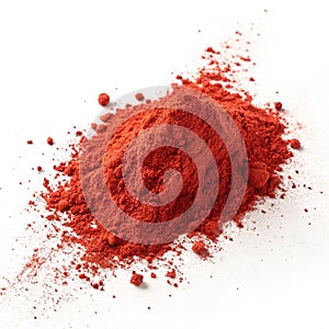 Red powder explosion isolated on white background