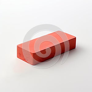 Vibrant Red Rectangular Eraser Solid Brick Isolated on White Background for Design Purposes
