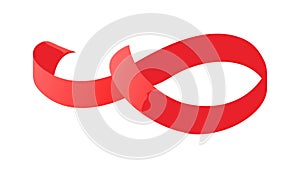 Vibrant Red Ribbon Loop: Abstract Dynamic Element Vector, vector design Generative AI