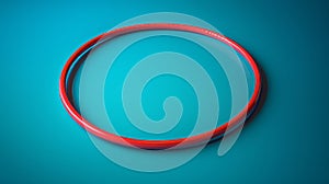 Vibrant Red Ring On Turquoise Surface - 3d Illustration