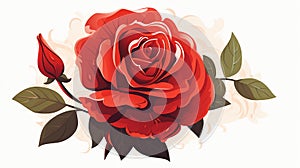 Vibrant Red Rose Illustration: Capturing Assertiveness and Passion on a Clean White Background.