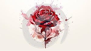 Vibrant Red Rose Illustration: Capturing Assertiveness and Passion on a Clean White Background.