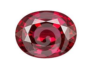 Vibrant red ruby gemstone isolated on transparent background