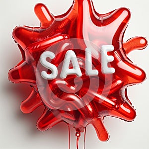 A vibrant red SALE sign shaped like a splash of paint. The word SALE is in bold white letters and appears to be floating