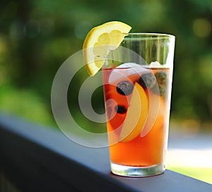 Vibrant Red Summer Cooler with Fruit