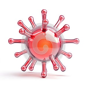 Red Virus Cell, 3D Rendering of Infectious Agent