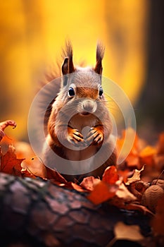 Vibrant Red Whiskers: A Squirrel's Autumnal Restoration Among Pi
