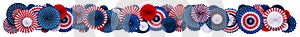 Vibrant red white and blue paper fans with copy space for text. For 4th of July, Memorial day, Veteran`s day, or other patriotic