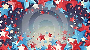 Vibrant red, white, and blue stars spiral into a gleaming vortex, embodying the spirit of Memorial Day celebrations