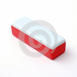 Vibrant Red and White Rectangular Eraser Solid Brick Isolated on White Background for Design Purposes