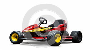 Vibrant Red And Yellow Go-kart On White Background