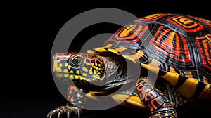 Vibrant Redlegged Turtle On Black Background