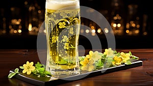 Vibrant and refreshing green beer in a glass for stPatrick s day celebration and festive merriment