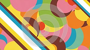 Retro Geometric Pattern with Circles and Stripes abstract