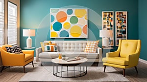 Vibrant Retro Pop Art Display in Modern Living Room