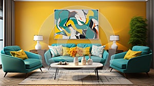 Vibrant Retro Pop Art Display in Modern Living Room