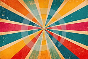 Vibrant Retrostyle Graphic Print With A Sunburst Background