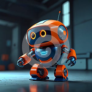 Vibrant Robotic Companion in Orange and Blue