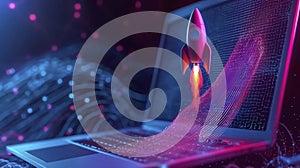 Vibrant Rocket Launching Over an Abstract Backdrop