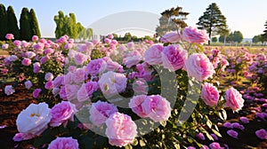 Vibrant Rose Fields In A Kintsukuroi Style Park photo