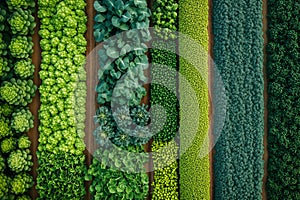 Vibrant rows of green vegetables showcasing agroecological practices in harmony photo