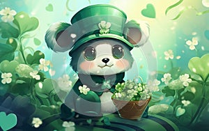 Vibrant Saint Patrick Day Parade Celebration. Generative AI