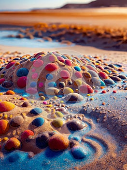 Vibrant Sandscape Mosaic. Generative  AI