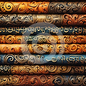 Vibrant Sanskrit Scrolls Wallpaper