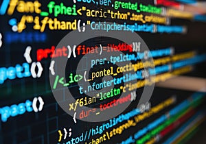 Vibrant screen displaying multicolored code snippets
