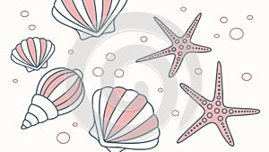Vibrant Seashells and Starfish Pattern Vector, vector design Generative AI