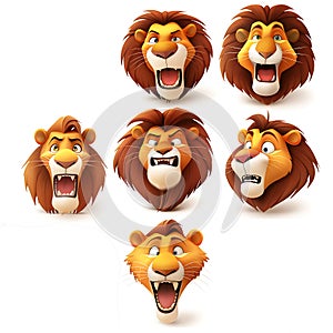 Cartoon Lion Character Expressions photo