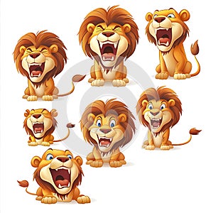 Cartoon Lion Character Expressions photo