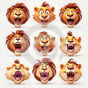 Cartoon Lion Character Expressions photo