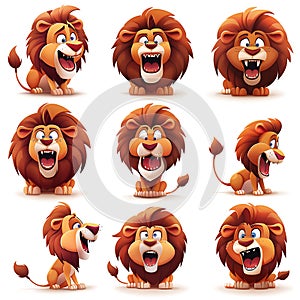 Cartoon Lion Character Expressions photo
