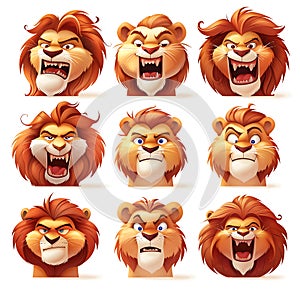 Cartoon Lion Character Expressions photo