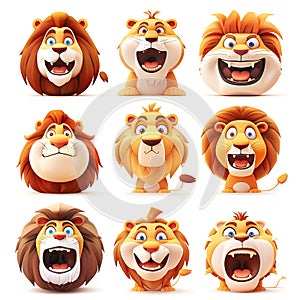 Cartoon Lion Character Expressions photo