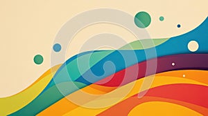 A vibrant sevencolor rainbow illustration, simple design, showcasing basic shapes and clean lines for a modern look