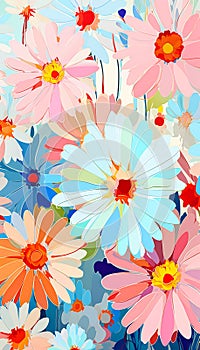 The Vibrant Sixties: A Large, Mobile Canvas of Daisy Flowers in